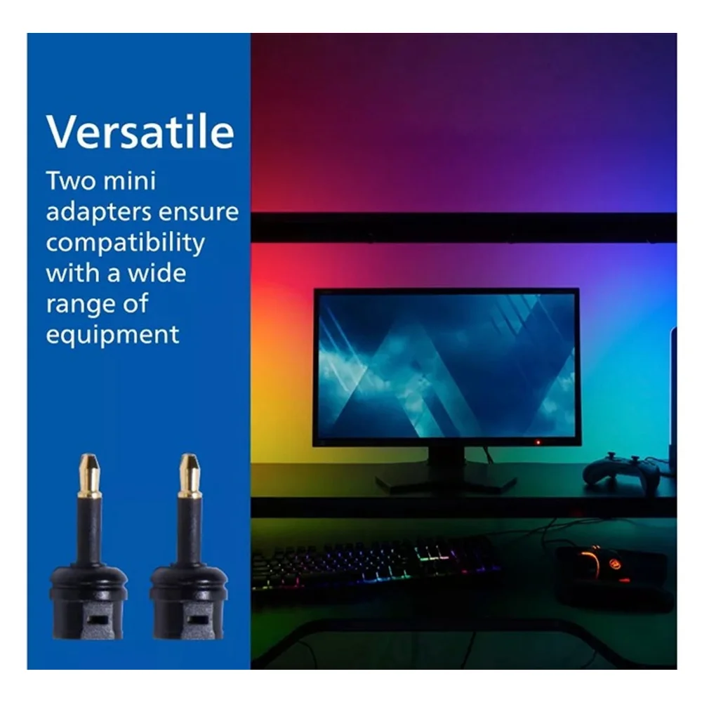Philips Toslink 6 ft Fiber Optic Audio Cable with Adapters